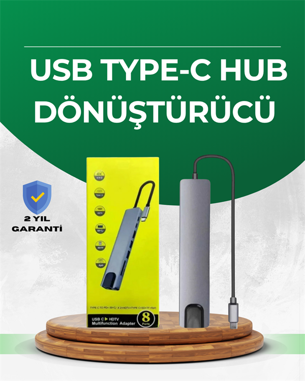 1211993_type-c-donusturucu-2-usb3-51c-85.png Type‑C Dönüştürücü – 2×USB3.0, SD/MS, 4K HDMI & RJ45 ile Profesyonel Kullanım - Görsel 1