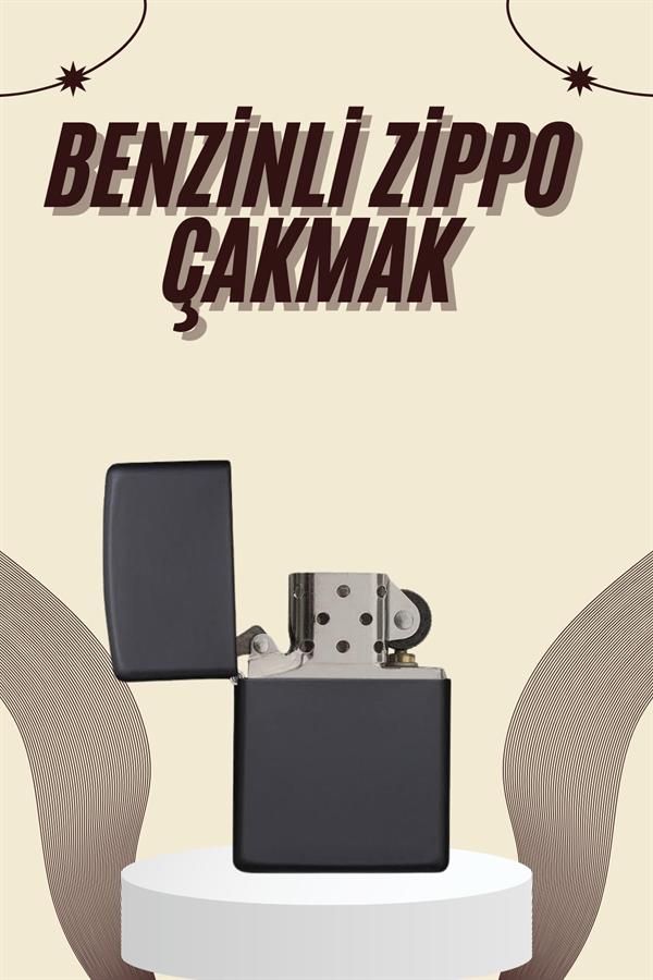 Compressed by jpeg-recompress Çakmak Parlak Siyah Zippo Benzinli Çakmak Cep Boy Doldurulabilir - Görsel 2