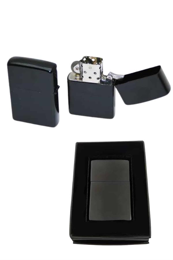 Compressed by jpeg-recompress Çakmak Parlak Siyah Zippo Benzinli Çakmak Cep Boy Doldurulabilir - Görsel 3