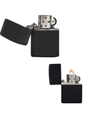Çakmak Parlak Siyah Zippo Benzinli Çakmak Cep Boy Doldurulabilir