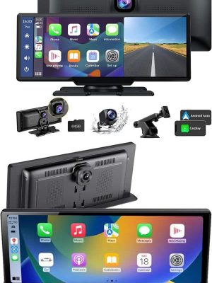 4K 10.2 İnç Çift Kameralı Araç Multimedya Ekranı CarPlay Kablosuz Tüm Cihazlara Uyumlu