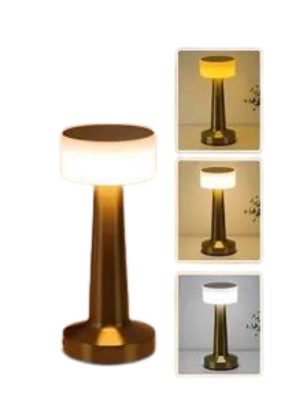 Kablosuz Renkli Masa ve Gece Lambası Altın Rengi Dokunmatik Led Lamba