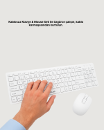 Klavye Mouse Seti Sessiz Kablosuz Türkçe TV  PC Uyumlu - Görsel 4