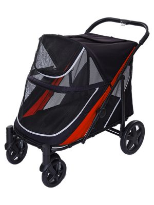 EuroDog Katlanabilir Köpek Arabası Siyah Kırmızı 112x65x100 Cm