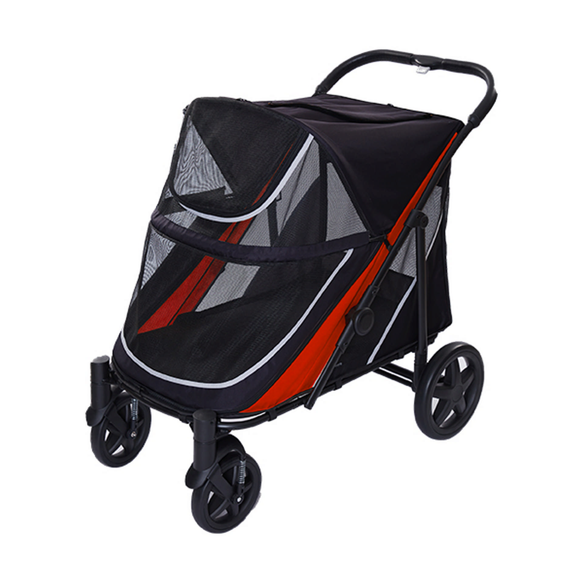 1218192_454-STR-PC400T-SK.jpg EuroDog Katlanabilir Köpek Arabası Siyah Kırmızı 112x65x100 Cm - Görsel 1