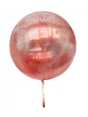 Kırmızı Simli Yuvarlak Şeffaf Balon 24 İnç
