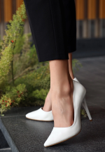 Hillar Beyaz Cilt Stiletto Ayakkabı (Numara: 40) - Görsel 2