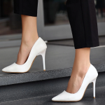 Hillar Beyaz Cilt Stiletto Ayakkabı (Numara: 40) - Görsel 4