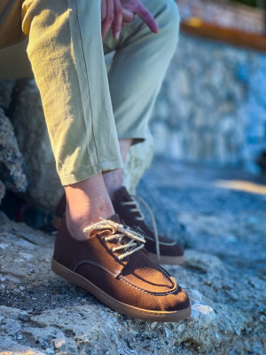 Kb-X5 Kuback Kahve Süet Bağcıklı  Günlük Erkek Ayakkabı (Numara: 42)