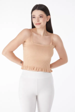 Yazlık Triko Crop Vizon (Beden: Standart)