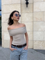 Madonna Yaka Sıfır Kol Bluz Bej (Beden: M)
