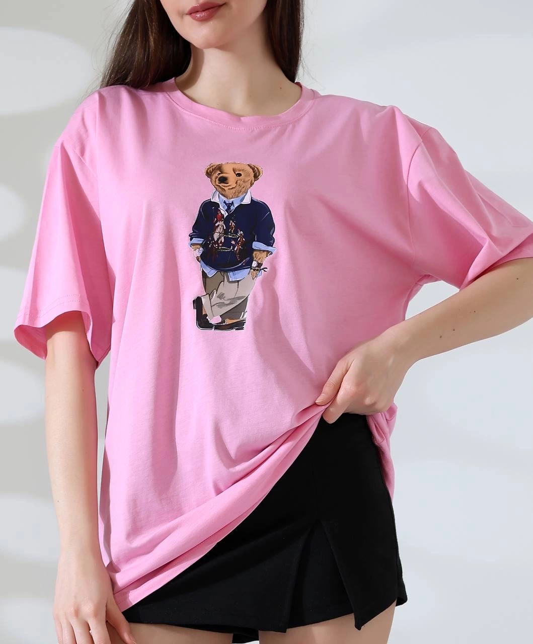 1232980_ayicikli-oversize-tisort-47383865-sw1059sh1280.png Ayıcıklı Oversize Tişört Pembe (Beden: S) - Görsel 2