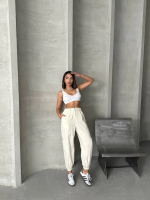 Jogger Lastik Paça Pantolon Bej (Beden: S) - Görsel 5