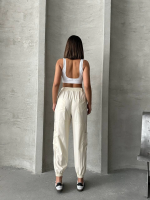 Jogger Lastik Paça Pantolon Bej (Beden: M) - Görsel 3
