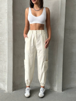 Jogger Lastik Paça Pantolon Bej (Beden: L) - Görsel 2