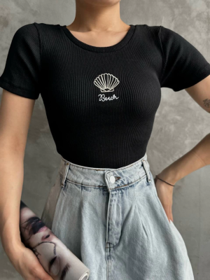 Bac Nakışlı Bluz Siyah (Beden: Standart)