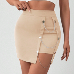 Zincirli Mini Etek S241008 Bej (Beden: S)