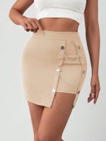 Zincirli Mini Etek S241008 Bej (Beden: S) - Görsel 5