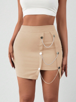 Zincirli Mini Etek S241008 Bej (Beden: L) - Görsel 3