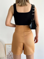 Dört Çıtçıtlı Gabardin Şort Etek S249001 Camel (Beden: S) - Görsel 3