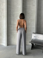 Pileli Keten Pantolon S255046 Gri (Beden: Xl) - Görsel 2