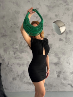 Pencereli Mini Mikro Elbise S3843 Siyah (Beden: L) - Görsel 2