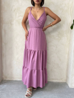 Fırfırlı Katlı Elbise S255049 Gül (Beden: M) - Görsel 6