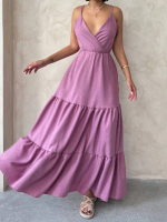 Fırfırlı Katlı Elbise S255049 Gül (Beden: L)