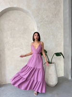 Fırfırlı Katlı Elbise S255049 Gül (Beden: Xl) - Görsel 5