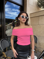 Madonna Yaka Sıfır Kol Bluz Pembe (Beden: L)