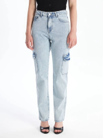 Kargo Cep Kar Yıkama Jeans Pantolon Mavi (Beden: 34)