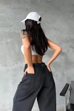 Arkadan Tokalı Jeans Pantolon Siyah (Beden: 36) - Görsel 4