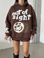 3 İplik Şardonlu Oversize Out Of Baskılı Sweat Kahve (Beden: S) - Görsel 3