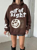 3 İplik Şardonlu Oversize Out Of Baskılı Sweat Kahve (Beden: L) - Görsel 2
