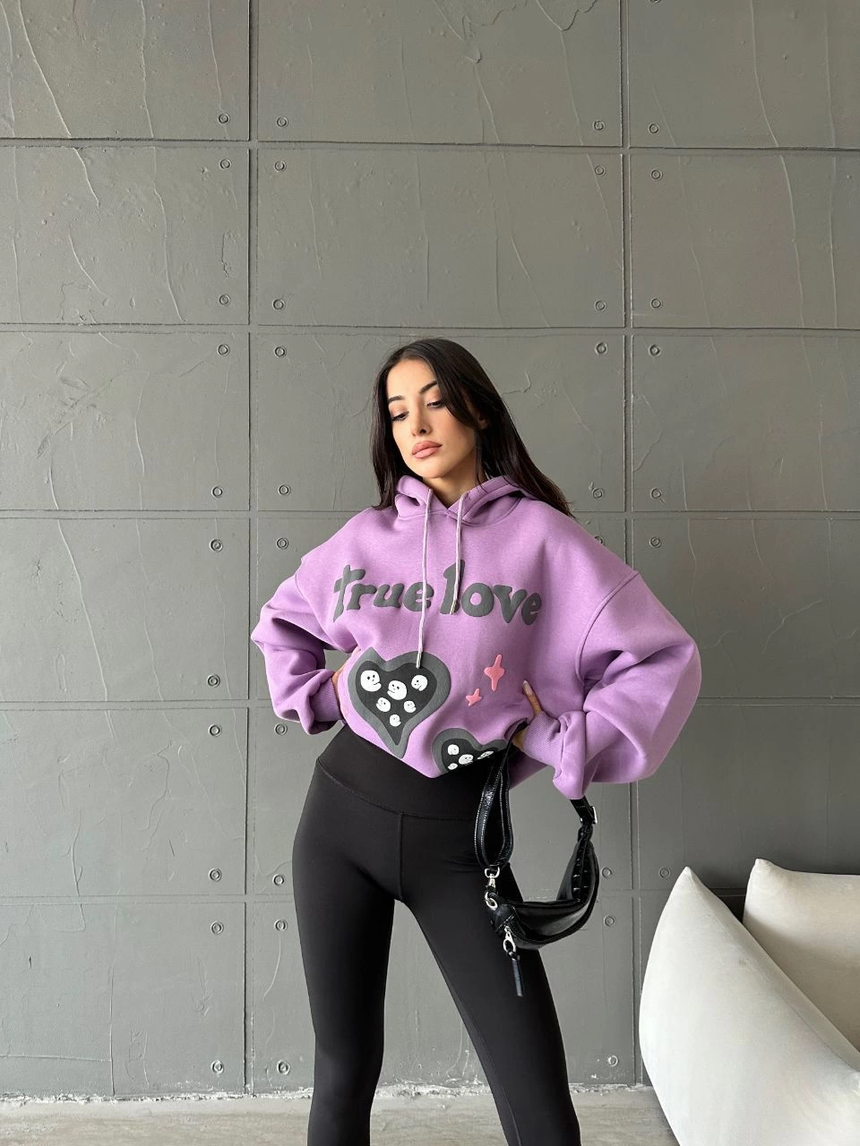 1233735_68558194f3e17-9160219-sw960sh1280.png 3 İplik Şardonlu Oversize True Baskılı Sweat Mor (Beden: S) - Görsel 4