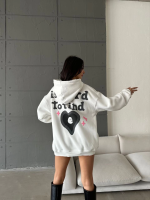 3 İplik Şardonlu Oversize True Baskılı Sweat Beyaz (Beden: S) - Görsel 5