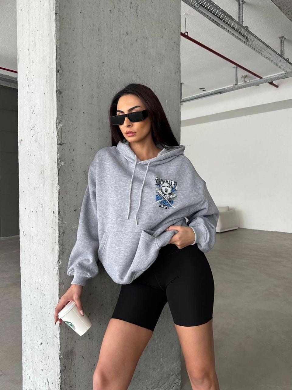 1233746_6855ad7084bff-60189989-sw960sh1280.png 3 İplik Şardonlu Oversize Kafa Baskılı Sweat Gri (Beden: L) - Görsel 2
