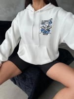 3 İplik Şardonlu Oversize Kafa Baskılı Sweat Beyaz (Beden: S) - Görsel 5
