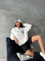 3 İplik Şardonlu Oversize Kafa Baskılı Sweat Beyaz (Beden: S) - Görsel 3
