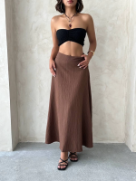 Uzun Astarlı Etek S255043 Kahve (Beden: L) - Görsel 6
