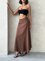Uzun Astarlı Etek S255043 Kahve (Beden: Xl) - Görsel 5