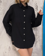 Relax Fit Keten Gömlek Siyah S255349 (Beden: S) - Görsel 4