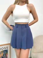 Pileli Atlas Mini Etek S24820 Indigo (Beden: L)