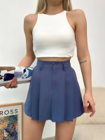 Pileli Atlas Mini Etek S24820 Indigo (Beden: L) - Görsel 5