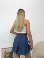 Pileli Atlas Mini Etek S24820 Indigo (Beden: L) - Görsel 6