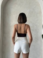 Kemer Detaylı Gabardin Şort Krem S25289 (Beden: M) - Görsel 3