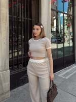 Crop Pantolon Biyeli Takım Bej (Beden: L) - Görsel 3