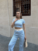 Crop Pantolon Biyeli Takım Mavi (Beden: M) - Görsel 7
