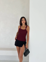 Ottoman Toka Askılı Bluz Bordo S4194 (Beden: S) - Görsel 2