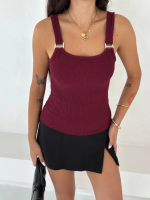 Ottoman Toka Askılı Bluz Bordo S4194 (Beden: M)